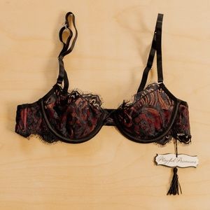 Bailey Red Net & Black Embroidery Lace Bra 32A